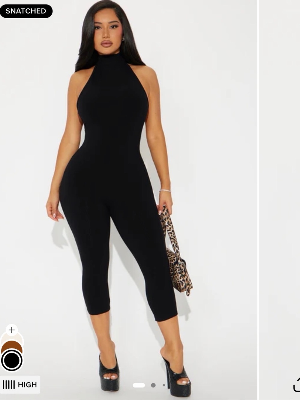 Fashion Nova Black Halter Neck Cropped Jumpsuit